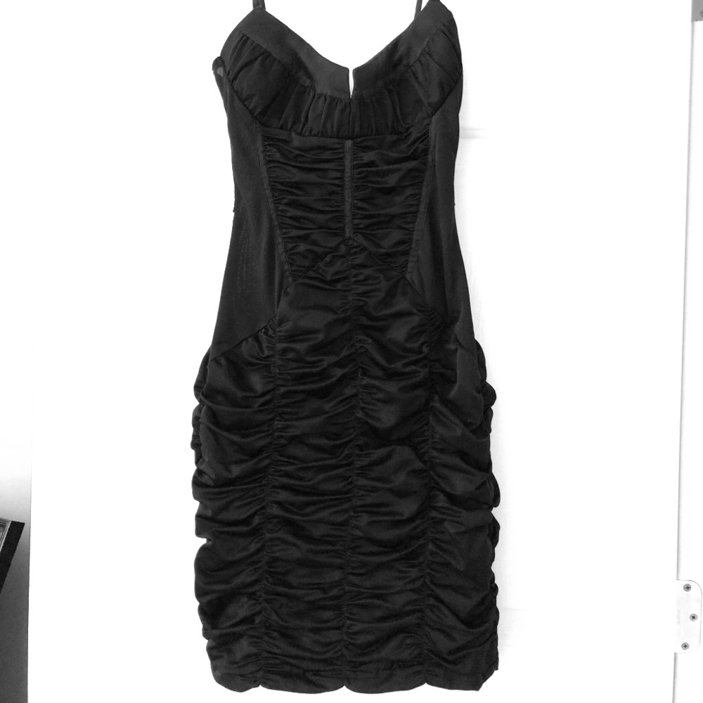 Black BEBE mini ruched dress